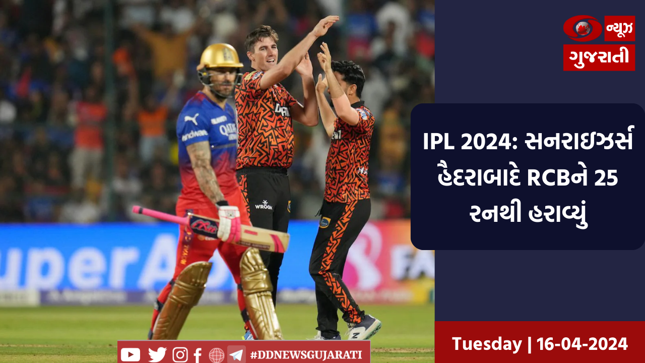 IPL 2024: સનરાઇઝર્સ હૈદરાબાદે RCBને 25 રનથી હરાવ્યું 