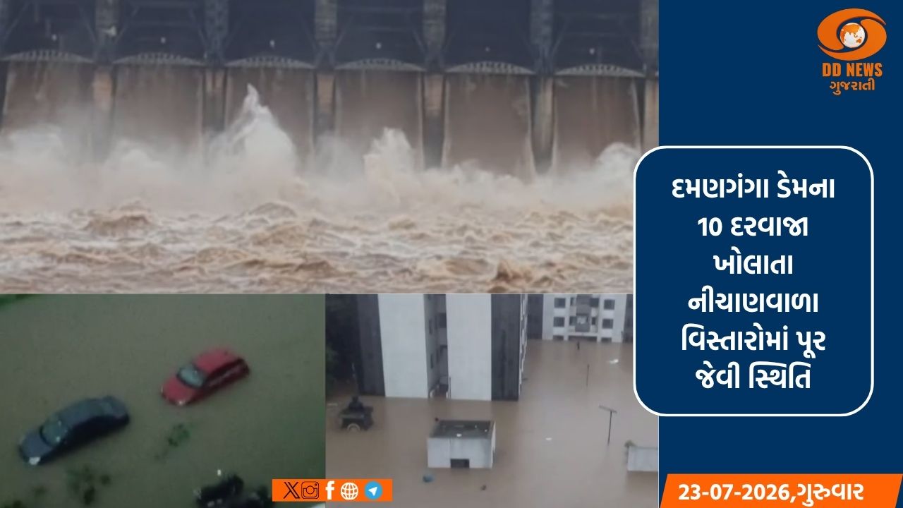 દમણગંગા ડેમના 10 દરવાજા ખોલાતા નીચાણવાળા વિસ્તારોમાં પૂર જેવી સ્થિતિ: 10થી વધુ લોકોનું રેસ્ક્યૂ