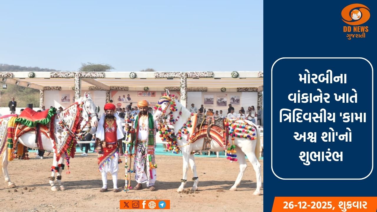 રાજકોટ પોલીસ માઉન્ટના અશ્વ સવાર પોલીસ જવાનોનું કરતબ પ્રદર્શન અને શ્રેષ્ઠ અશ્વ શણગાર સ્પર્ધા યોજાઇ