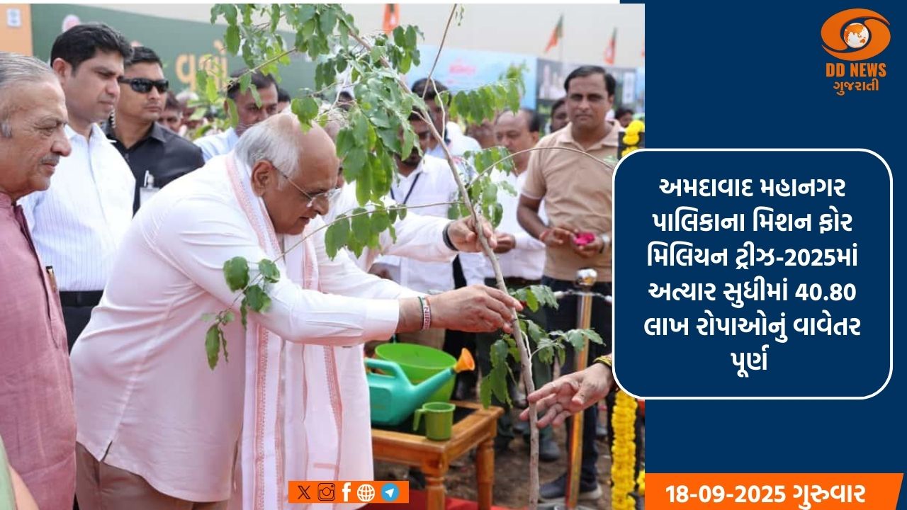 મુખ્યમંત્રી ભૂપેન્દ્ર પટેલે મિશન ફોર મિલિયન ટ્રીઝ' અભિયાન અંતર્ગત સાબરમતી વોર્ડ ખાતે કર્યું વૃક્ષારોપણ 