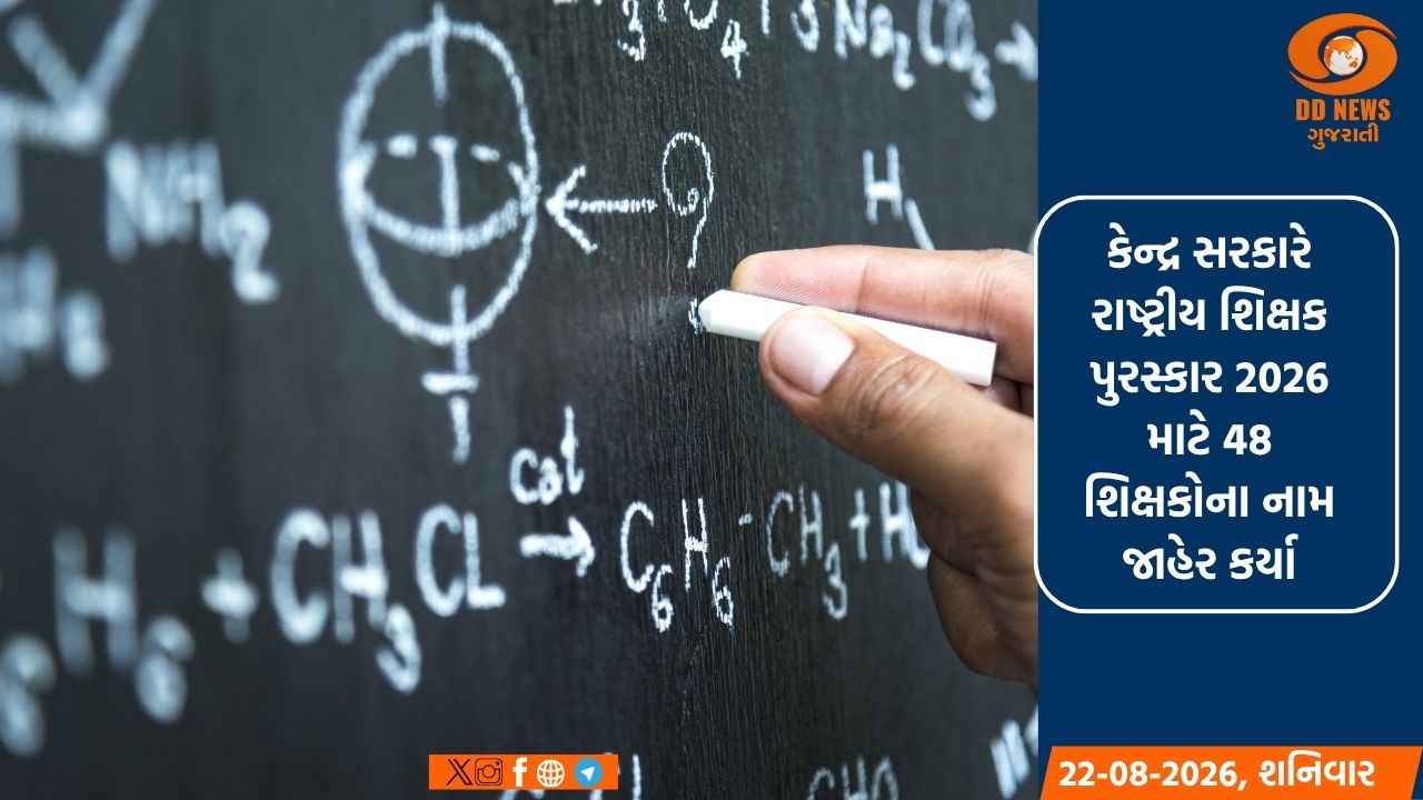 રાષ્ટ્રીય શિક્ષક પુરસ્કાર 2026 માટે 48 શિક્ષકોના નામ જાહેર