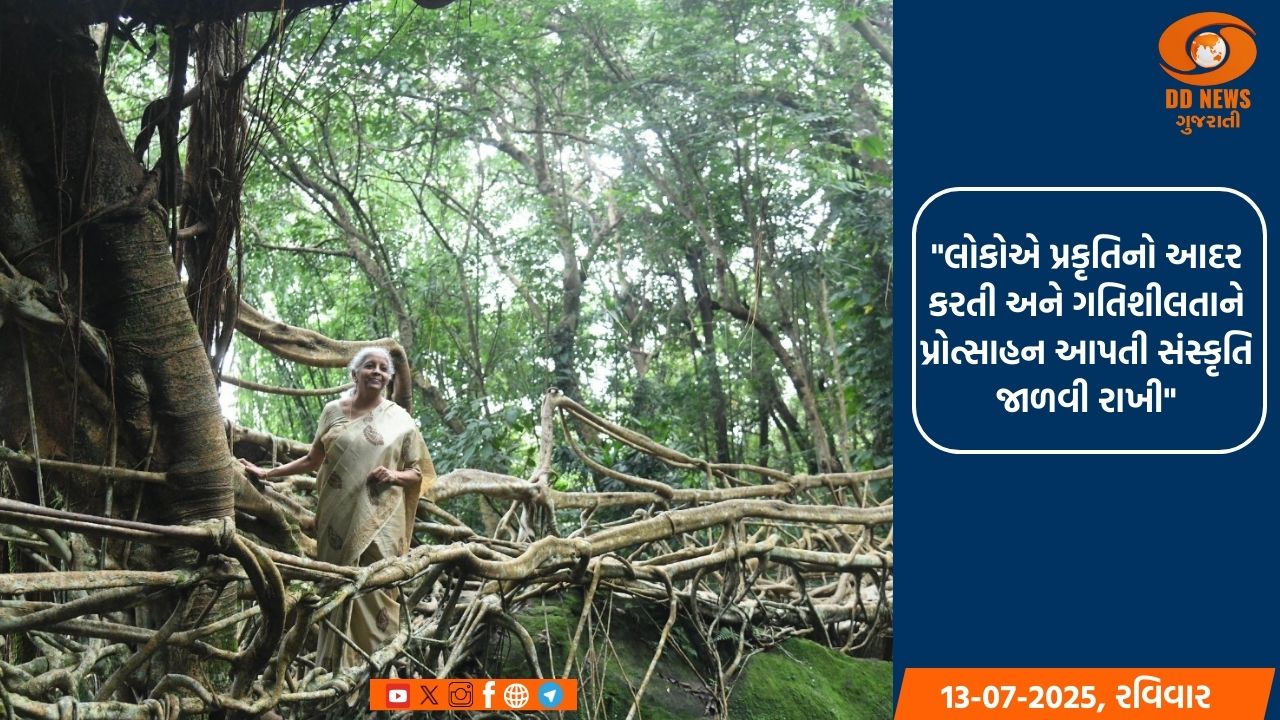 નાણામંત્રી નિર્મલા સીતારમણે લિવિંગ રુટ બ્રિજની લીધી મુલાકાત 