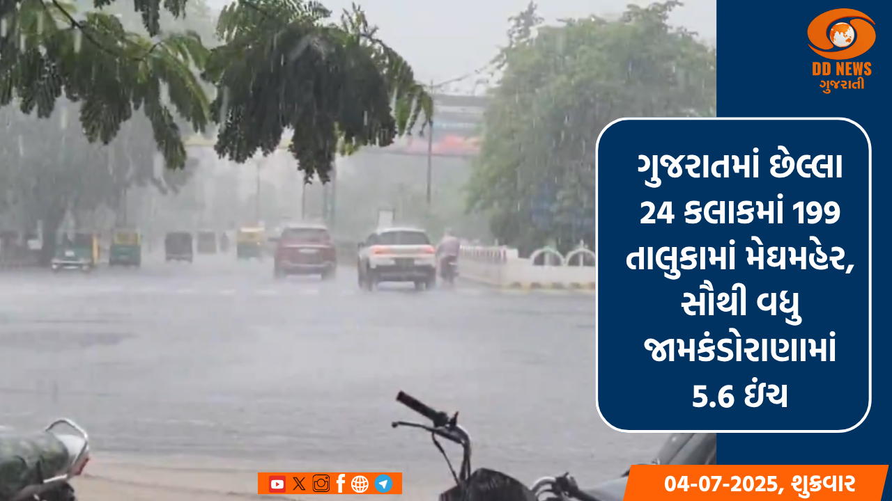ગુજરાતમાં છેલ્લા 24 કલાકમાં 199 તાલુકામાં મેઘમહેર, સૌથી વધુ જામકંડોરાણામાં 5.6 ઇંચ