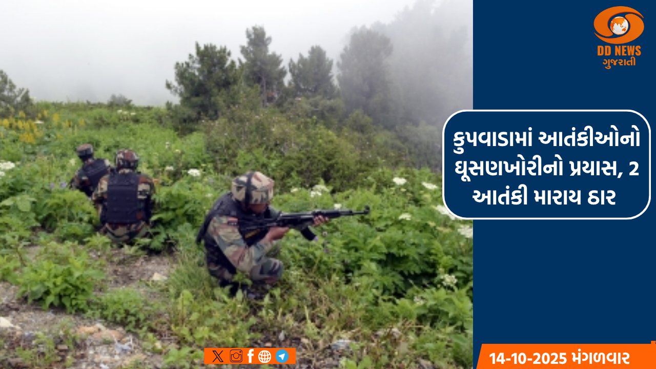 કુપવાડામાં આતંકીઓનો ઘૂસણખોરીનો પ્રયાસ, 2 આતંકી મારાય ઠાર 