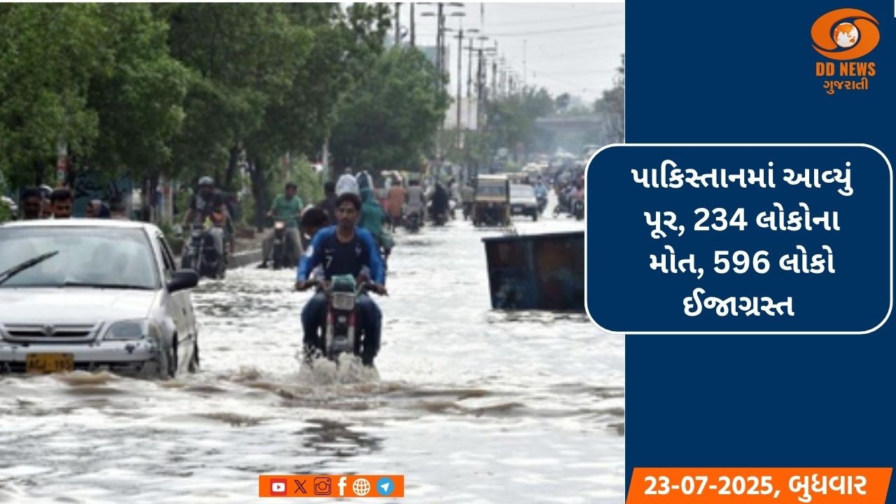 પાકિસ્તાનમાં આવ્યું પૂર, 234 લોકોના મોત, 596 લોકો ઈજાગ્રસ્ત 