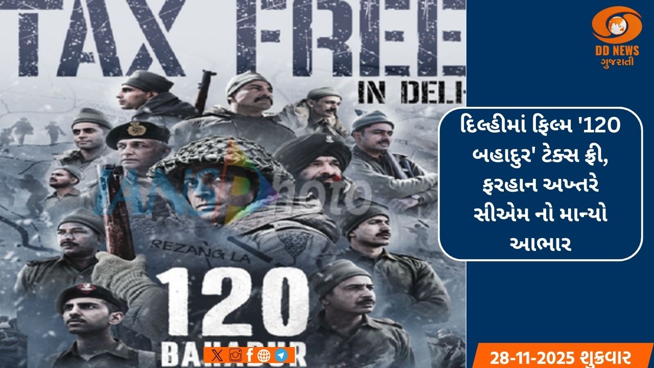 દિલ્હીમાં ફિલ્મ '120 બહાદુર' ટેક્સ ફ્રી, ફરહાન અખ્તરે સીએમ નો માન્યો આભાર