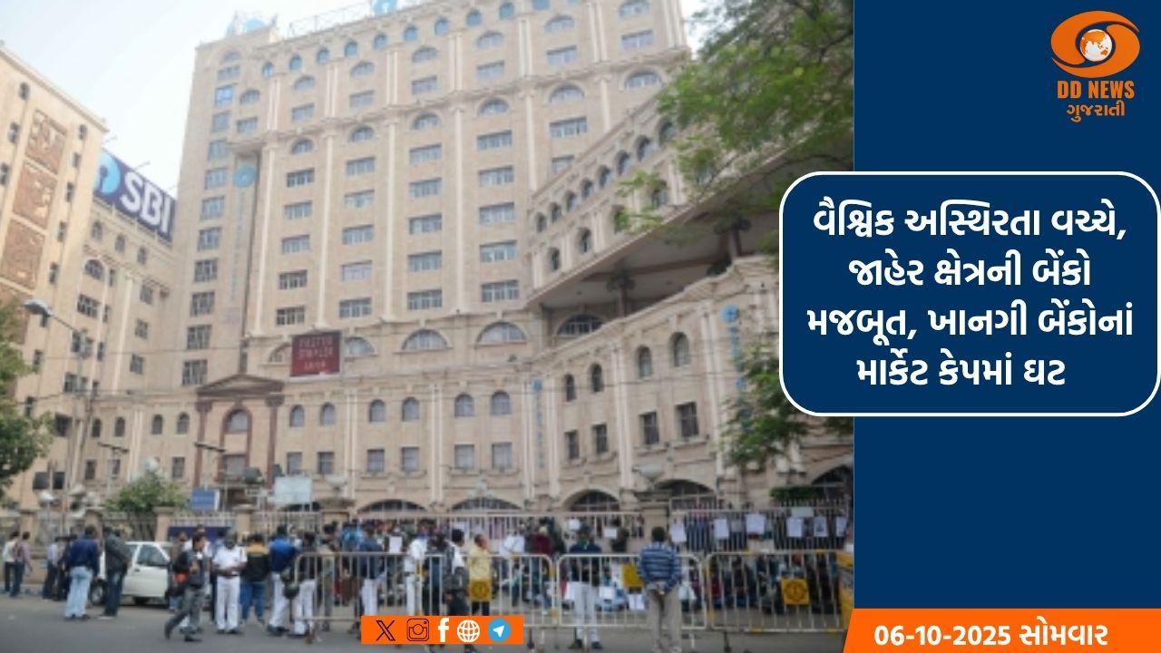 વૈશ્વિક અસ્થિરતા વચ્ચે, જાહેર ક્ષેત્રની બેંકો મજબૂત, ખાનગી બેંકોનાં માર્કેટ કેપમાં ઘટ 