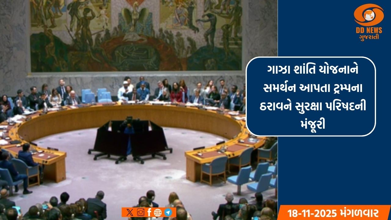 ગાઝા શાંતિ યોજનાને સમર્થન આપતા ટ્રમ્પના ઠરાવને સુરક્ષા પરિષદની મંજૂરી