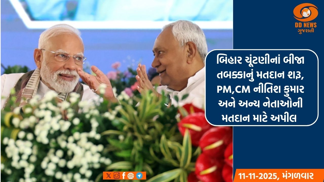 બિહાર ચૂંટણીનાં બીજા તબક્કાનું મતદાન શરૂ, PM,CM નીતિશ કુમાર અને અન્ય નેતાઓની મતદાન માટે અપીલ 