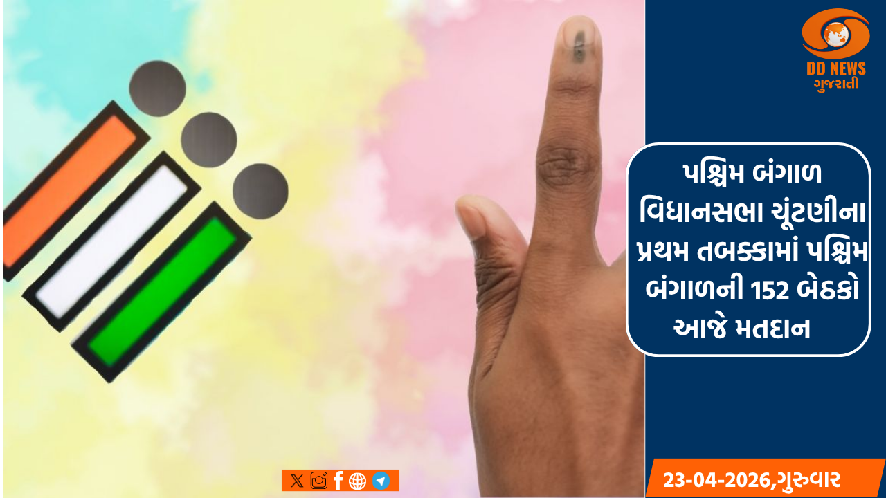 પશ્ચિમ બંગાળ વિધાનસભા ચૂંટણીના પ્રથમ તબક્કામાં પશ્ચિમ બંગાળની 152 બેઠકો આજે મતદાન