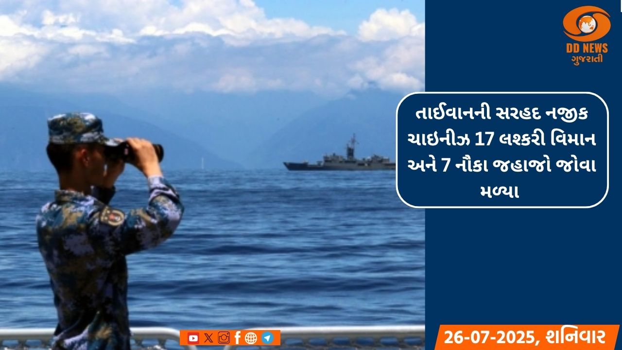 તાઈવાનની સરહદ નજીક ચાઇનીઝ 17 લશ્કરી વિમાન અને 7 નૌકા જહાજો જોવા મળ્યા 