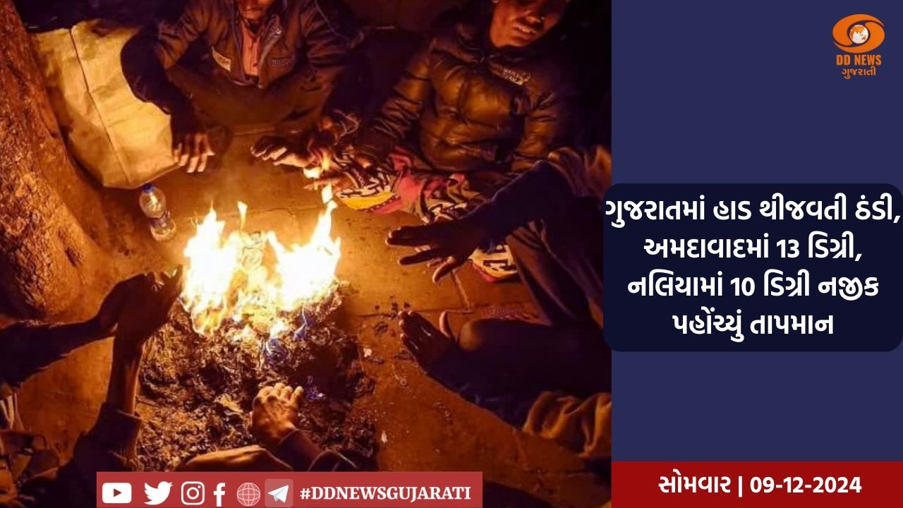 ગુજરાતમાં હાડ થીજવતી ઠંડી, અમદાવાદમાં 13 ડિગ્રી, નલિયામાં 10 ડિગ્રી નજીક પહોંચ્યું તાપમાન