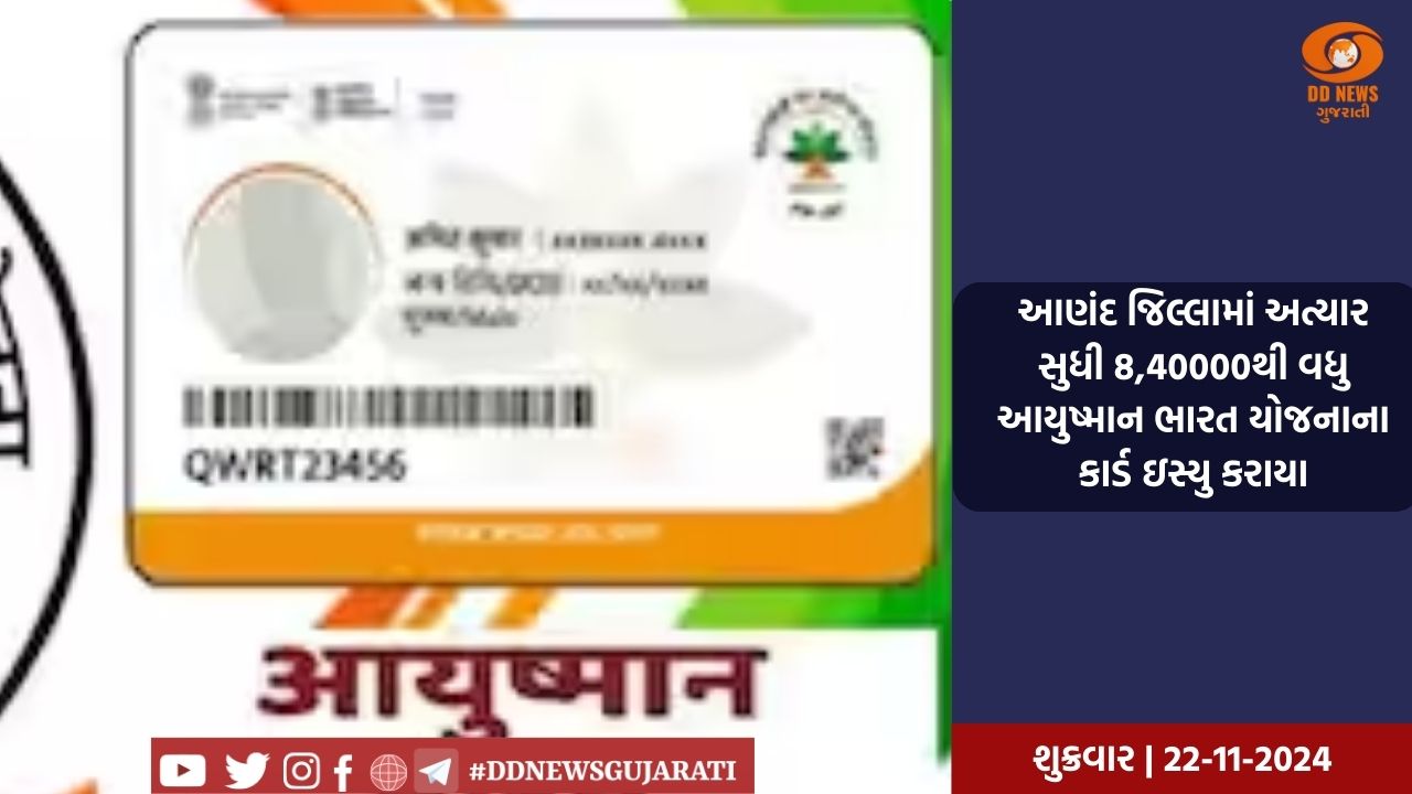 આણંદ જિલ્લામાં અત્યાર સુધી 8,40000થી વધુ આયુષ્માન ભારત યોજનાના કાર્ડ ઈસ્યુ કરાવાયા 