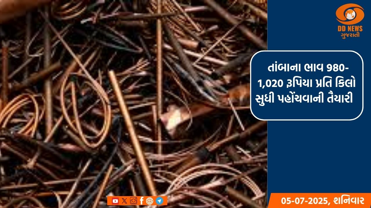 તાંબાના ભાવ 980-1,020 રૂપિયા પ્રતિ કિલો સુધી પહોંચવાની તૈયારી 
