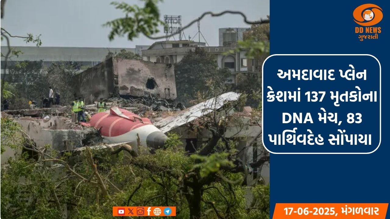 અમદાવાદ પ્લેન ક્રેશ: 137 મૃતકોના DNA મેચ, 83 પાર્થિવદેહ પરિજનોને સોંપાયા 