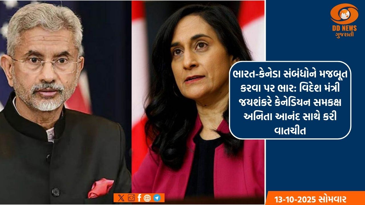  ભારત-કેનેડા સંબંધોને મજબૂત કરવા પર ભાર: વિદેશ મંત્રી એસ. જયશંકરે કેનેડિયન સમકક્ષ અનિતા આનંદ સાથે કરી વાતચીત