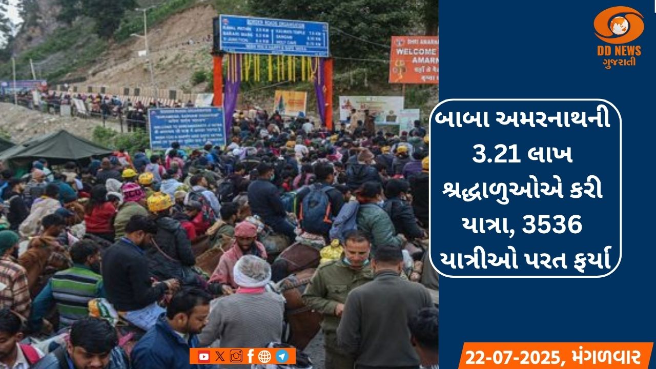 બાબા અમરનાથની 3.21 લાખ શ્રદ્ધાળુઓએ કરી યાત્રા, 3536 યાત્રીઓ પરત ફર્યા