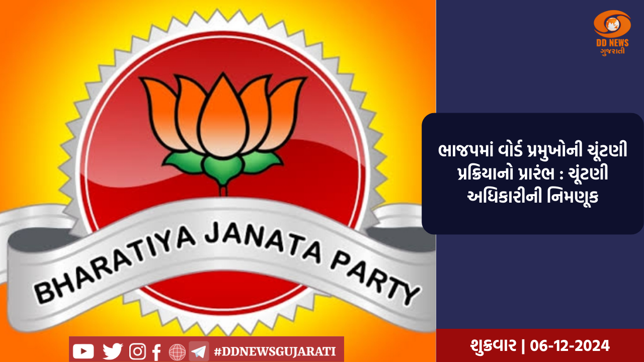 ભાજપમાં વોર્ડ પ્રમુખોની ચૂંટણી પ્રક્રિયાનો પ્રારંભ : ચૂંટણી અધિકારીની નિમણૂક