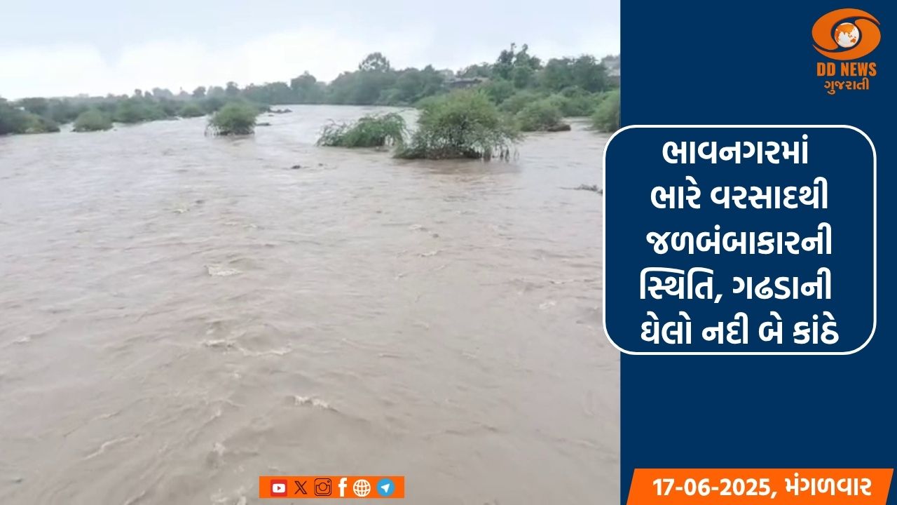 ભાવનગરમાં ભારે વરસાદથી જળબંબાકારની સ્થિતિ, ગઢડાની ઘેલો નદી બે કાંઠે