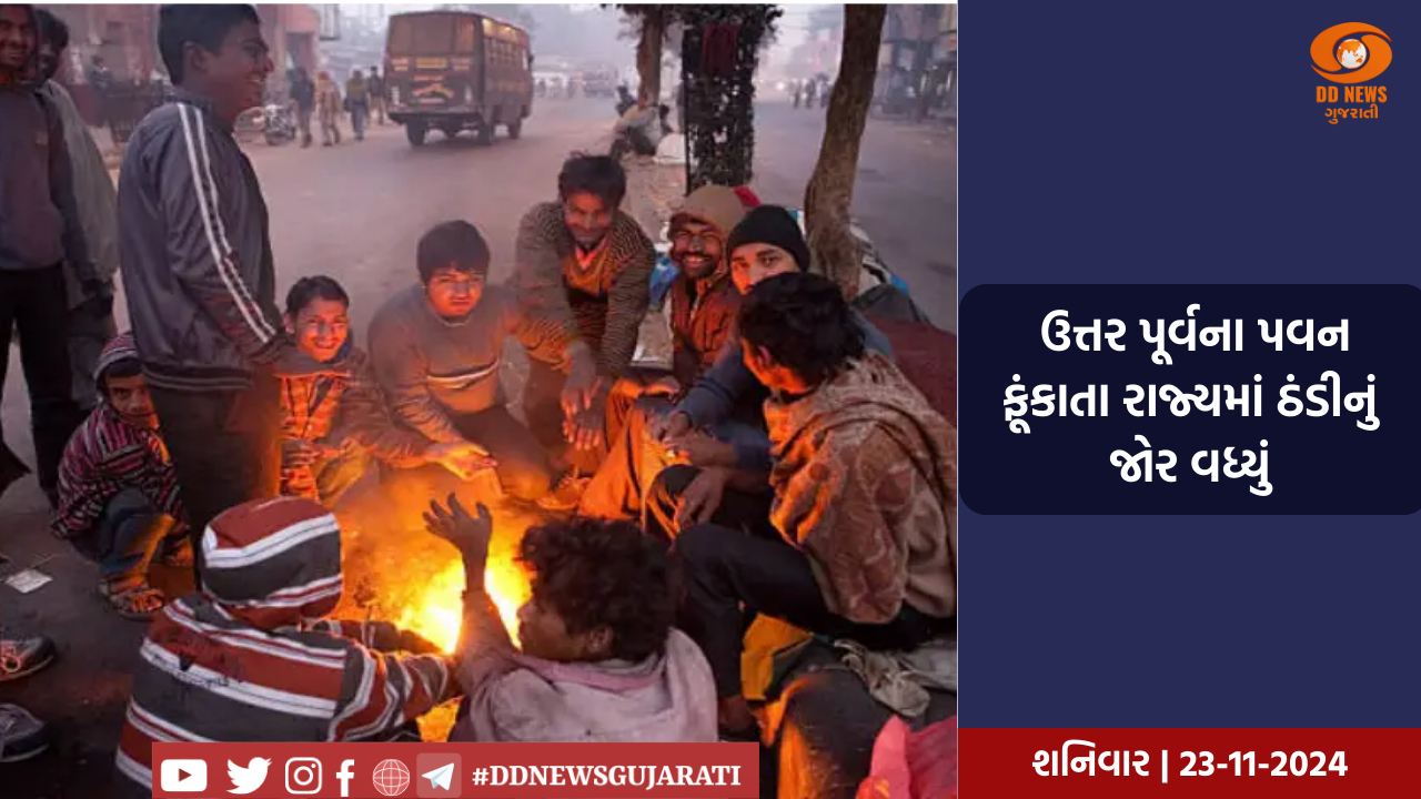  ઉત્તર પૂર્વના પવન ફૂંકાતા રાજ્યમાં ઠંડીનું જોર વધ્યું