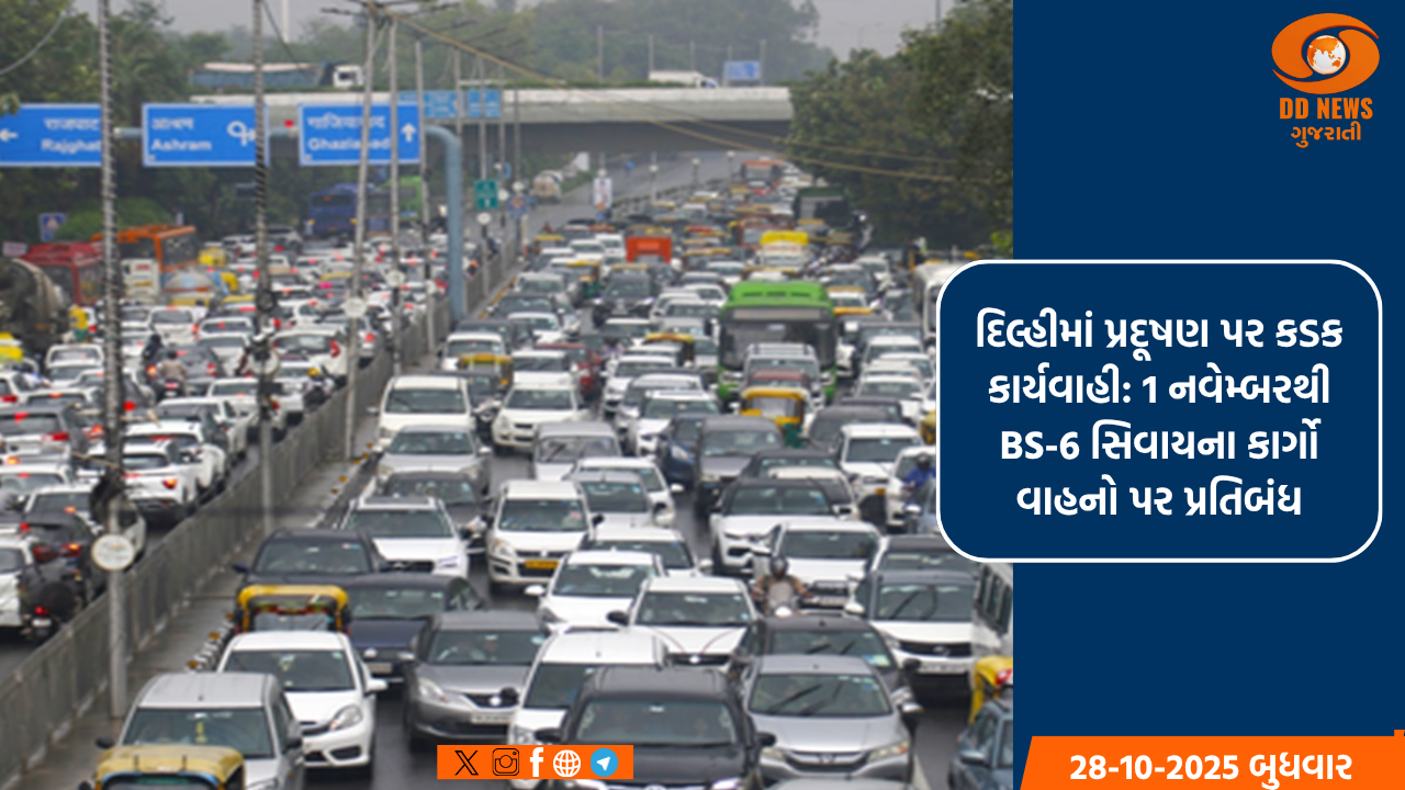 દિલ્હીમાં પ્રદૂષણ પર કડક કાર્યવાહી: 1 નવેમ્બરથી BS-6 સિવાયના કાર્ગો વાહનો પર પ્રતિબંધ