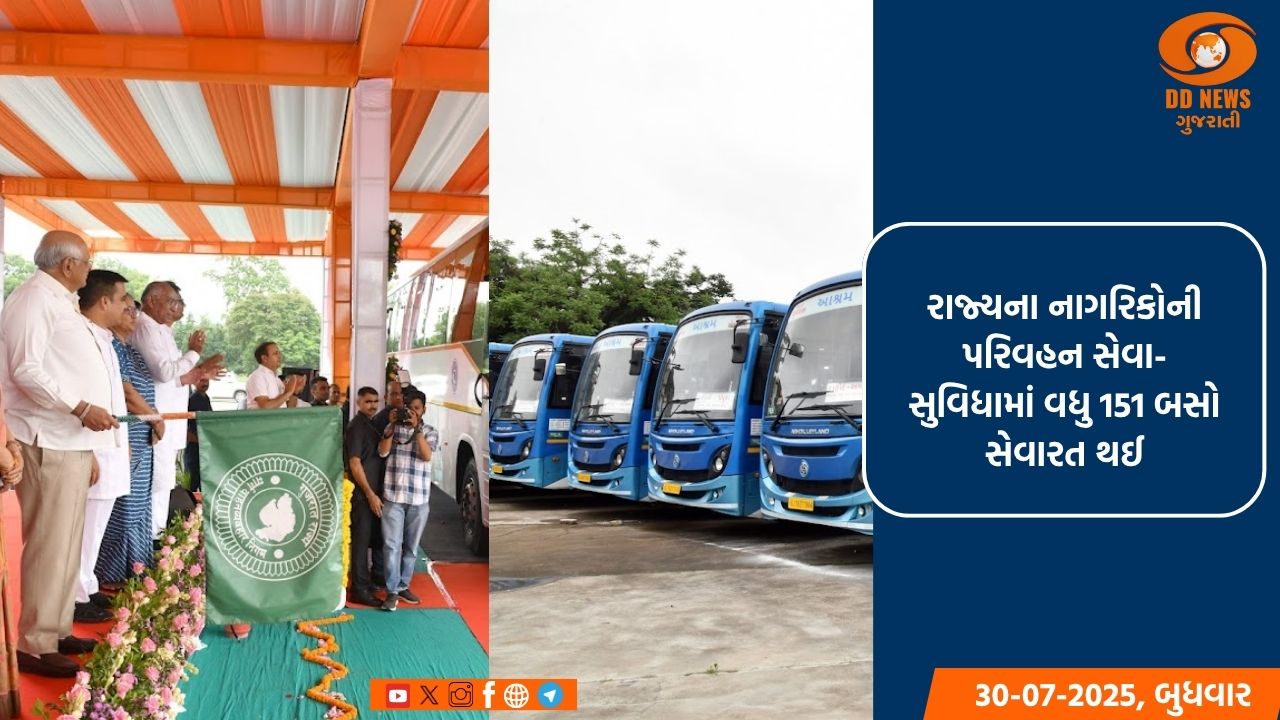 મુખ્યમંત્રી ભૂપેન્દ્ર પટેલે એસ.ટી.બસોને લીલી ઝંડી આપી ગાંધીનગરથી કરાવ્યુ પ્રસ્થાન 