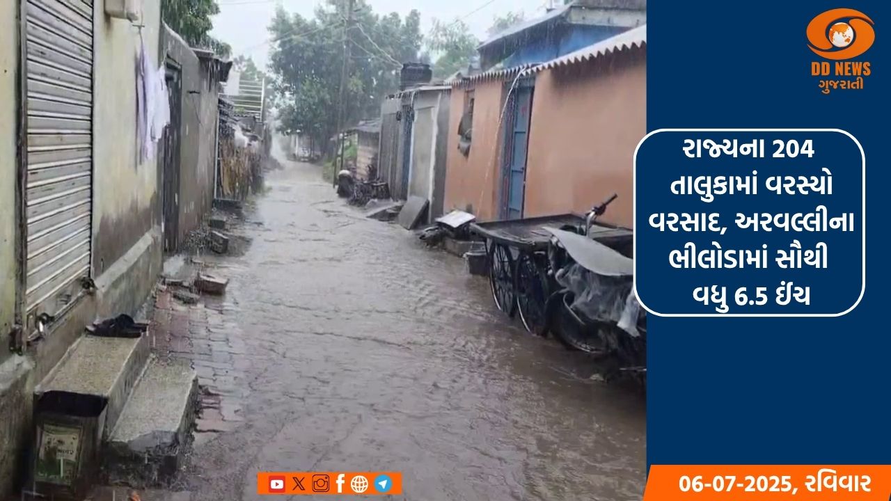 રાજ્યના 204 તાલુકામાં વરસ્યો વરસાદ, અરવલ્લીના ભીલોડામાં સૌથી વધુ 6.5 ઈંચ