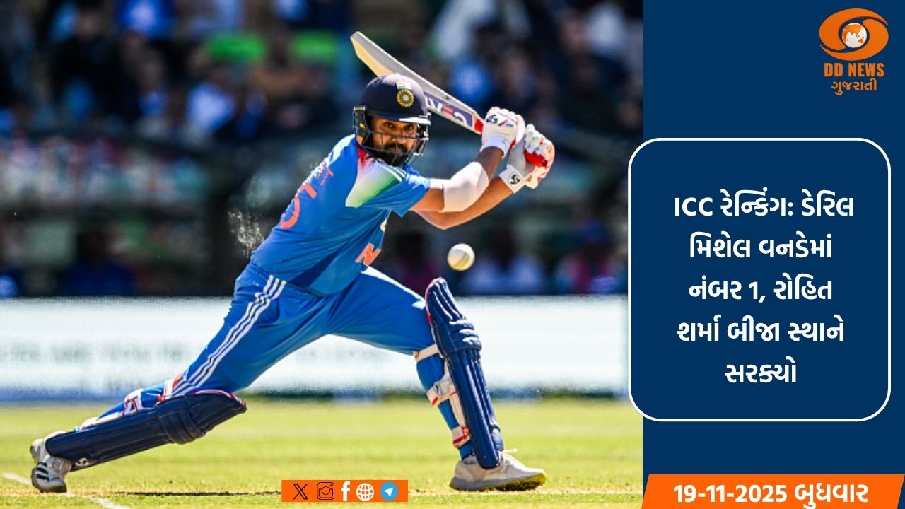 ICC રેન્કિંગ: ડેરિલ મિશેલ વનડેમાં નંબર 1, રોહિત શર્મા બીજા સ્થાને સરક્યો; બુમરાહ ટેસ્ટમાં ટોચ પર યથાવત્