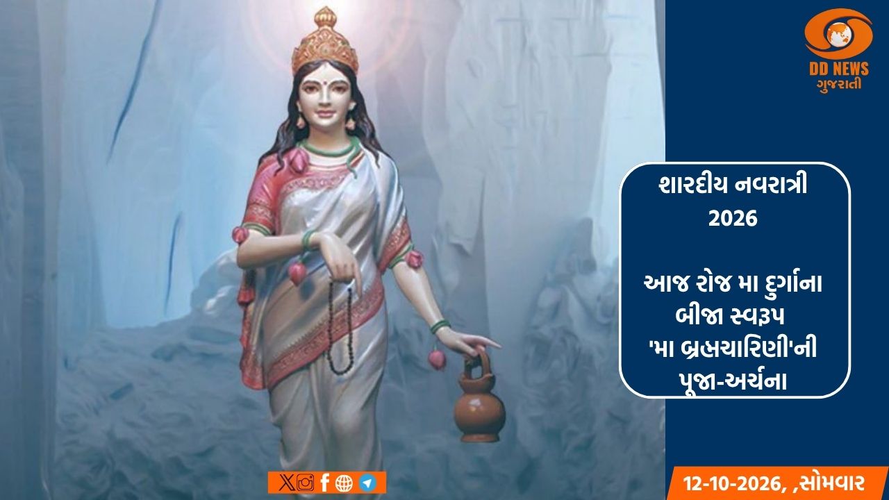 આજ રોજ મા દુર્ગાના બીજા સ્વરૂપ 'મા બ્રહ્મચારિણી'ની પૂજા-અર્ચના