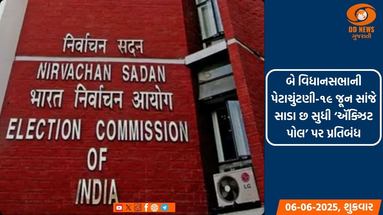 બે વિધાનસભાની પેટાચુંટણી-૧૯ જૂન સાંજે સાડા છ સુધી ‘ઍક્ઝિટ પોલ’ પર પ્રતિબંધ