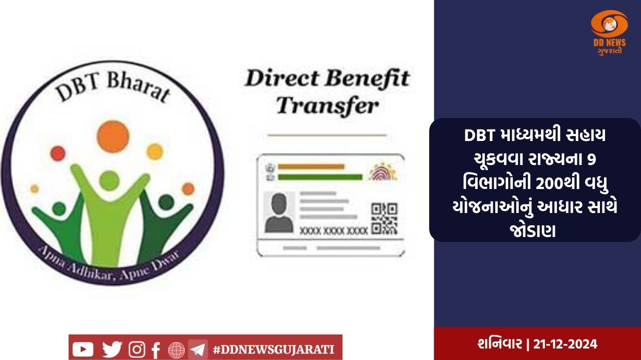 DBT માધ્યમથી સહાય ચૂકવવા રાજ્યના 9 વિભાગોની 200થી વધુ યોજનાઓનું આધાર સાથે જોડાણ 