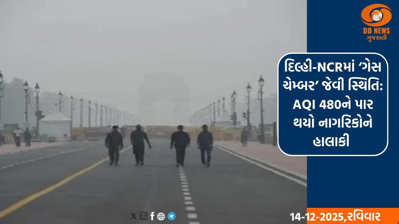 દિલ્હી-NCRમાં ‘ગેસ ચેમ્બર’ જેવી સ્થિતિ: AQI 480ને પાર થયો નાગરિકોને હાલાકી 