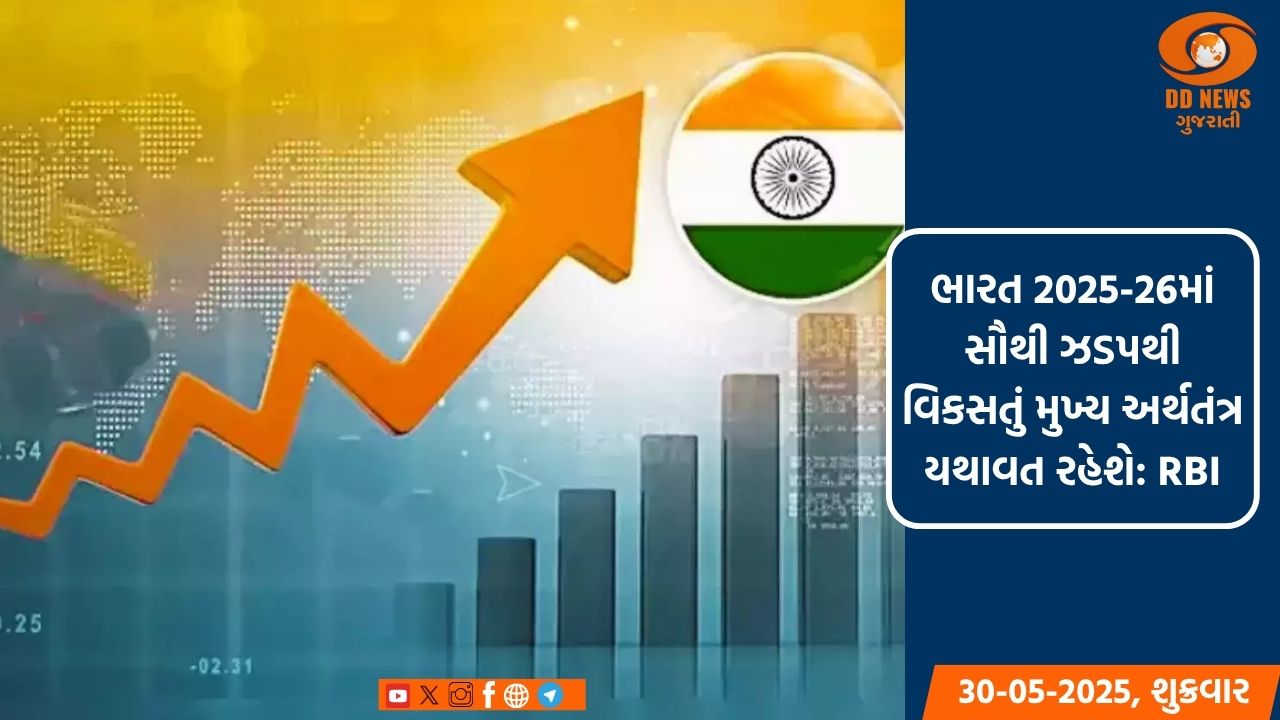 ભારત 2025-26માં સૌથી ઝડપથી વિકસતું મુખ્ય અર્થતંત્ર યથાવત રહેશે: RBI