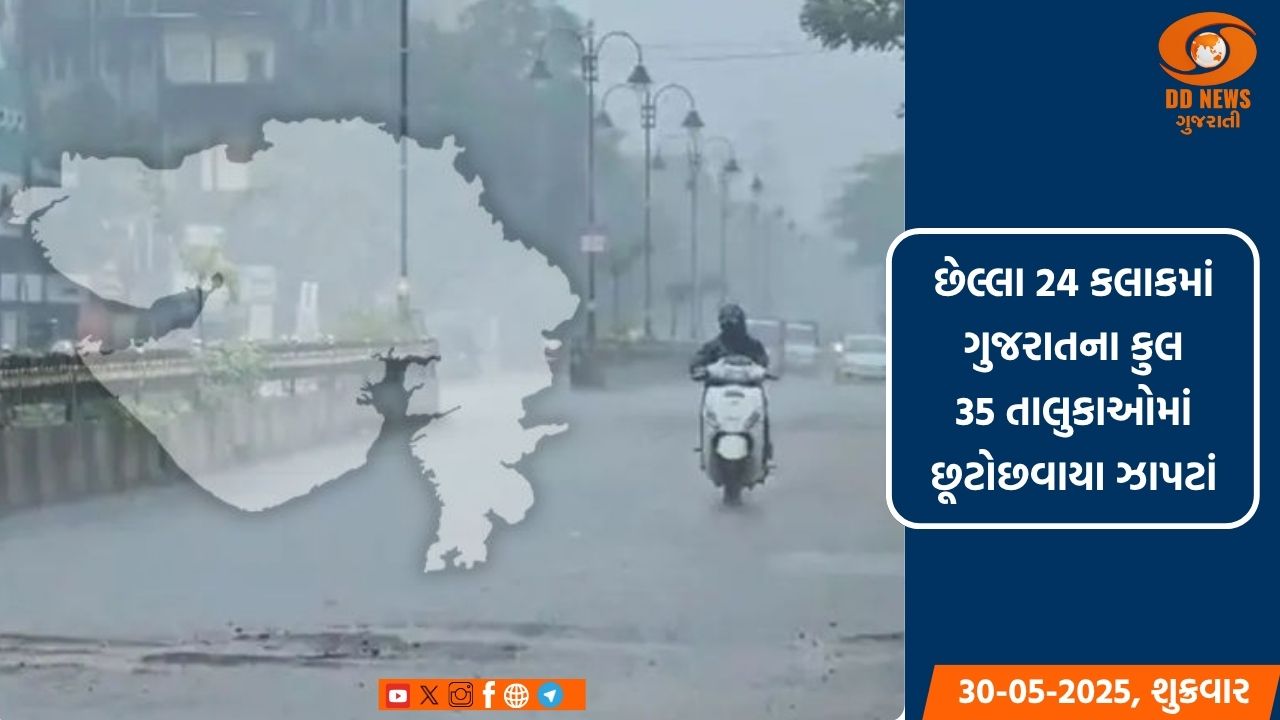 છેલ્લા 24 કલાકમાં ગુજરાતના કુલ 35 તાલુકાઓમાં છૂટોછવાયા ઝાપટાં પડ્યા