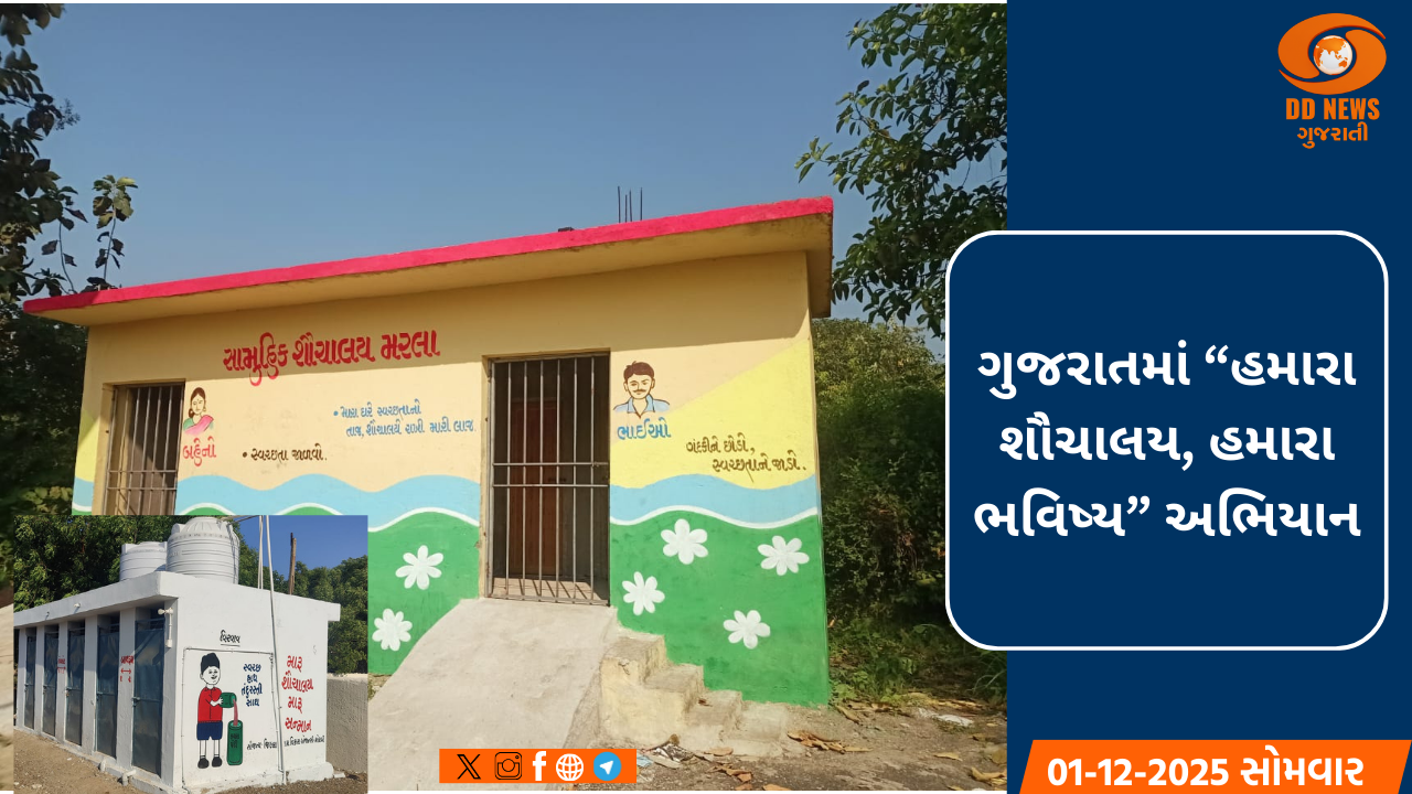 ગુજરાતમાં “હમારા શૌચાલય, હમારા ભવિષ્ય”અભિયાન: શૌચાલયોનું રંગ-રોગાન કરી સ્વચ્છતા જાગૃતિનો સંદેશ