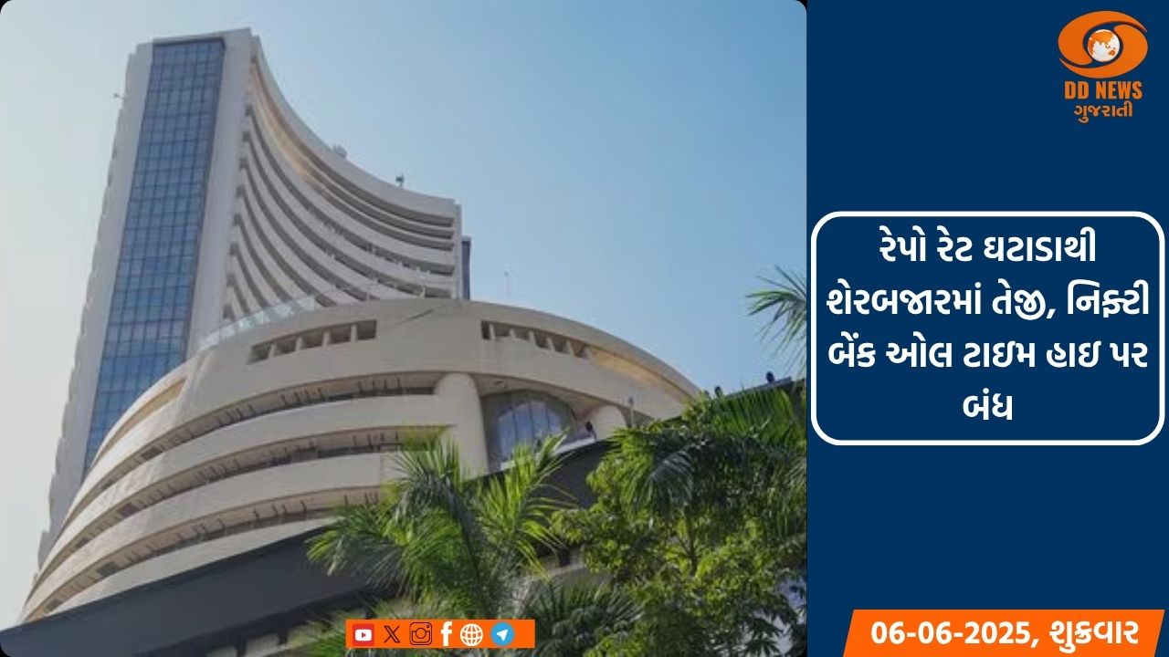 રેપો રેટ ઘટાડાથી શેરબજારમાં તેજી, નિફ્ટી બેંક ઓલ ટાઇમ હાઇ પર બંધ