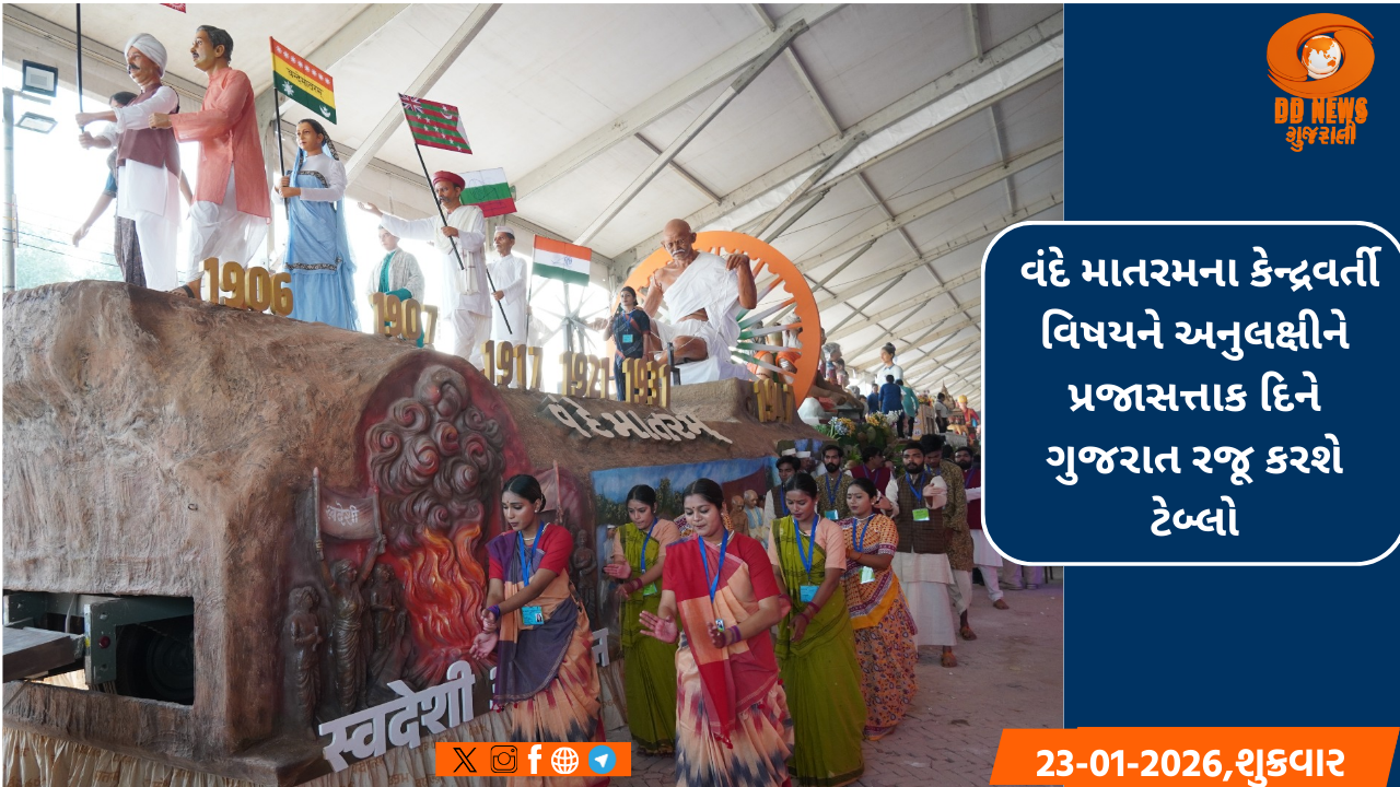  વંદે માતરમના કેન્દ્રવર્તી વિષયને અનુલક્ષીને પ્રજાસત્તાક દિને ગુજરાત રજૂ કરશે ટેબ્લો